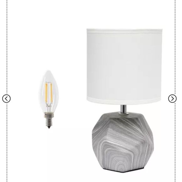 🆕🛋️Round Prism Mini Table Lamp Gray And White Geometric - Picture 3 of 15